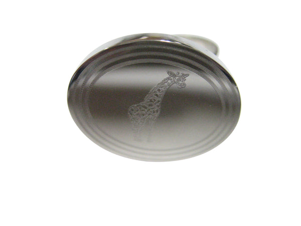 Silver Toned Etched Oval Giraffe Adjustable Size Fashion Ring