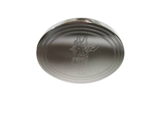 Silver Toned Etched Oval Giraffe Head Adjustable Size Fashion Ring