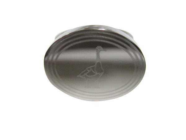 Silver Toned Etched Oval Goose Bird Adjustable Size Fashion Ring