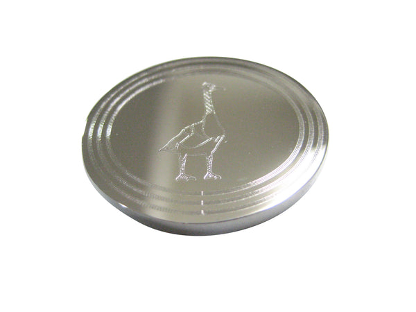 Silver Toned Etched Oval Goose Bird Magnet