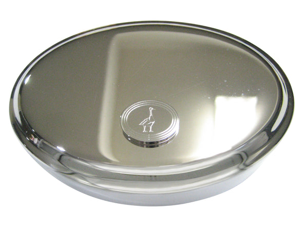 Silver Toned Etched Oval Goose Bird Oval Trinket Jewelry Box