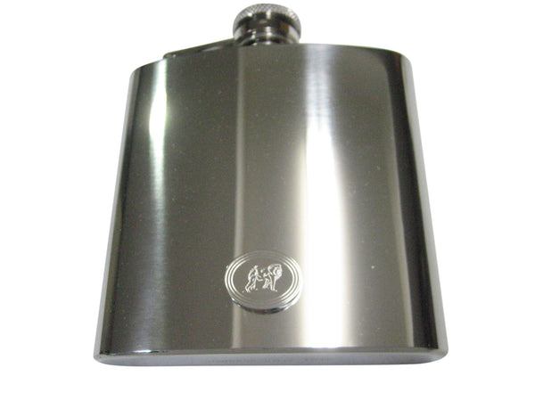 Silver Toned Etched Oval Gorilla 6oz Flask