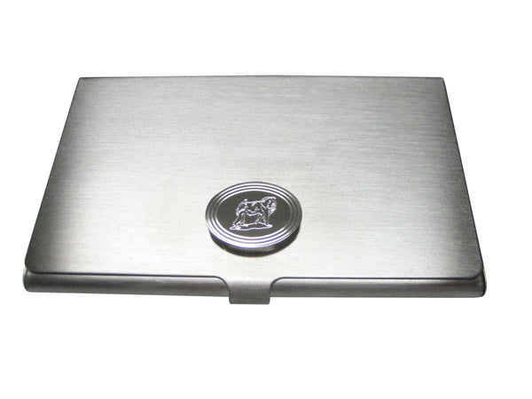 Silver Toned Etched Oval Gorilla Business Card Holder