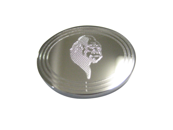 Silver Toned Etched Oval Gorilla Head Magnet