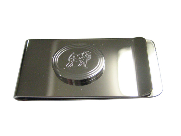 Silver Toned Etched Oval Gorilla Money Clip
