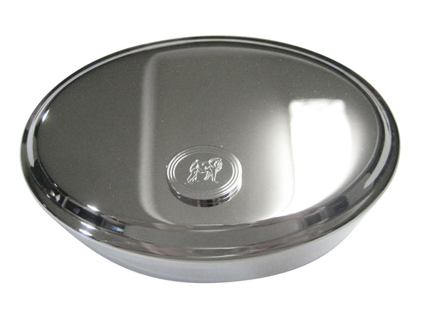 Silver Toned Etched Oval Gorilla Oval Trinket Jewelry Box