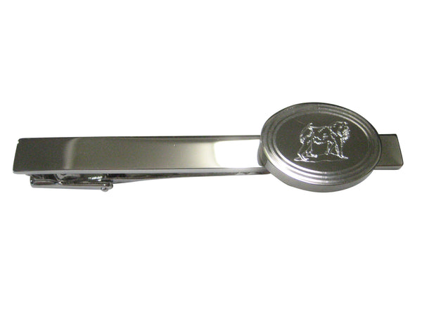 Silver Toned Etched Oval Gorilla Tie Clip
