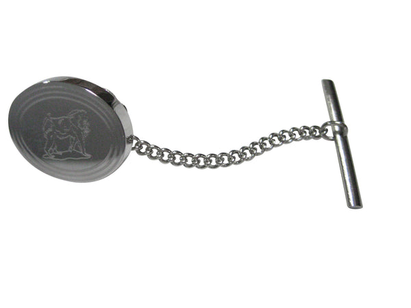 Silver Toned Etched Oval Gorilla Tie Tack