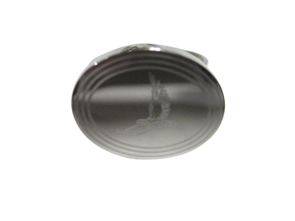 Silver Toned Etched Oval Hawk Bird Adjustable Size Fashion Ring