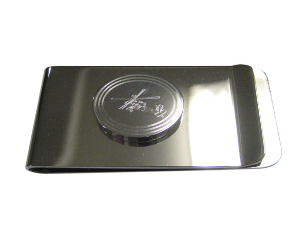 Silver Toned Etched Oval Helicopter Money Clip