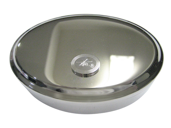 Silver Toned Etched Oval Helicopter Oval Trinket Jewelry Box