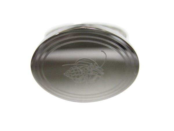 Silver Toned Etched Oval Hermit Crab Adjustable Size Fashion Ring