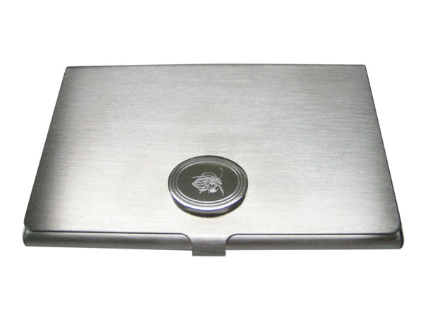 Silver Toned Etched Oval Hermit Crab Business Card Holder