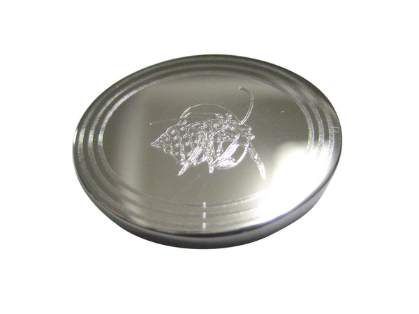 Silver Toned Etched Oval Hermit Crab Magnet