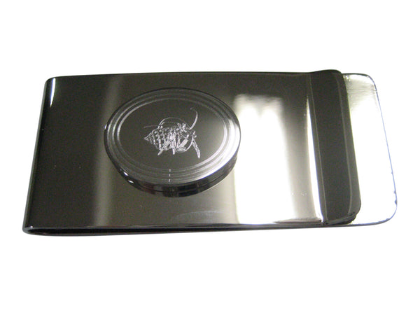 Silver Toned Etched Oval Hermit Crab Money Clip