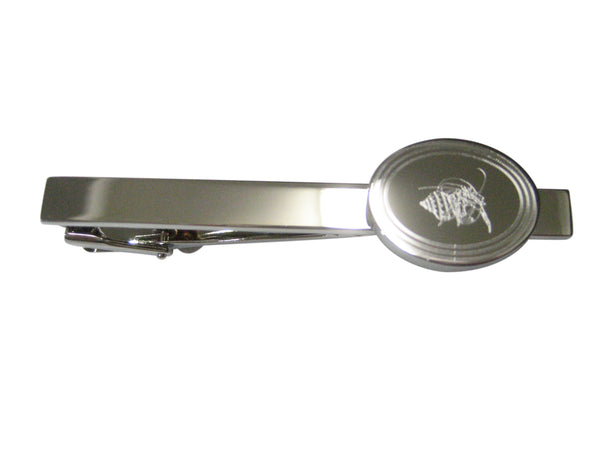 Silver Toned Etched Oval Hermit Crab Tie Clip