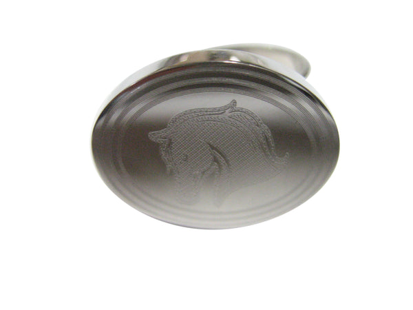 Silver Toned Etched Oval Horse Head Adjustable Size Fashion Ring