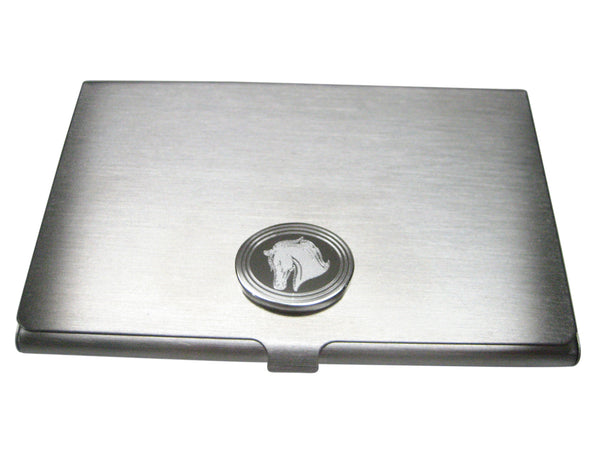 Silver Toned Etched Oval Horse Head Business Card Holder