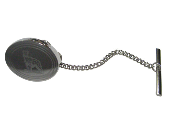Silver Toned Etched Oval Hyena Tie Tack