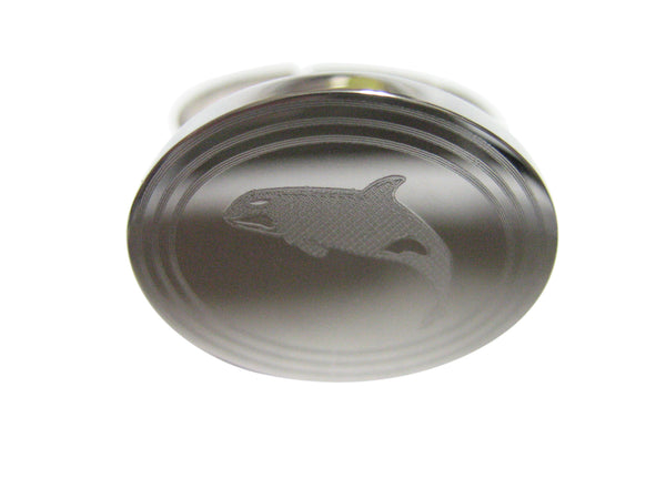 Silver Toned Etched Oval Jumping Killer Whale Orca Adjustable Size Fashion Ring