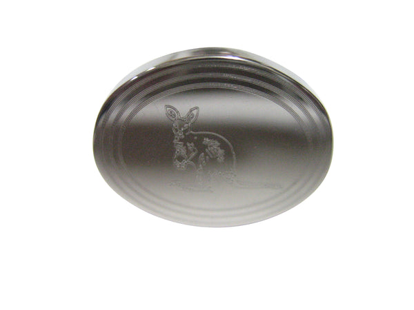 Silver Toned Etched Oval Kangaroo Adjustable Size Fashion Ring