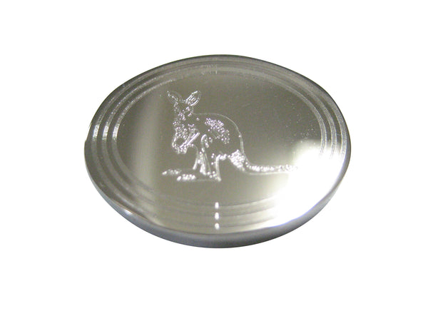Silver Toned Etched Oval Kangaroo Magnet