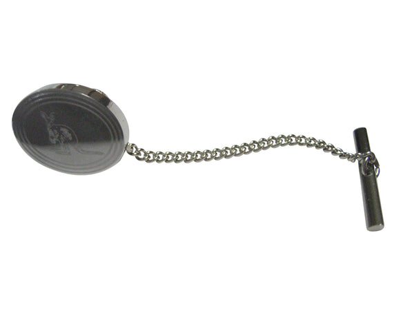 Silver Toned Etched Oval Kangaroo Tie Tack
