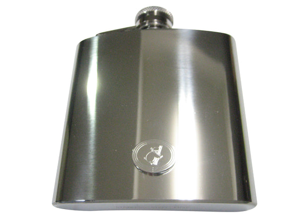 Silver Toned Etched Oval Koala 6oz Flask