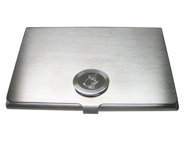 Silver Toned Etched Oval Koala Business Card Holder