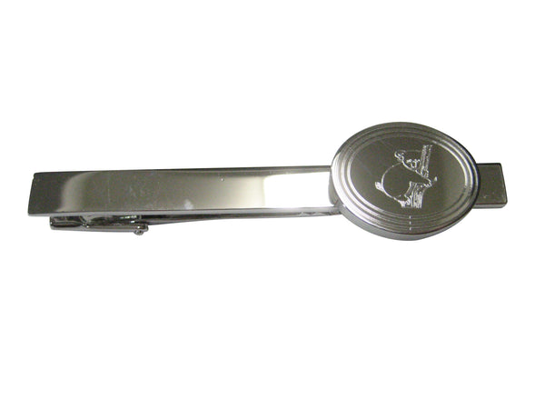 Silver Toned Etched Oval Koala Tie Clip