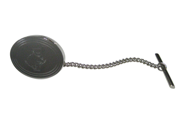 Silver Toned Etched Oval Koala Tie Tack