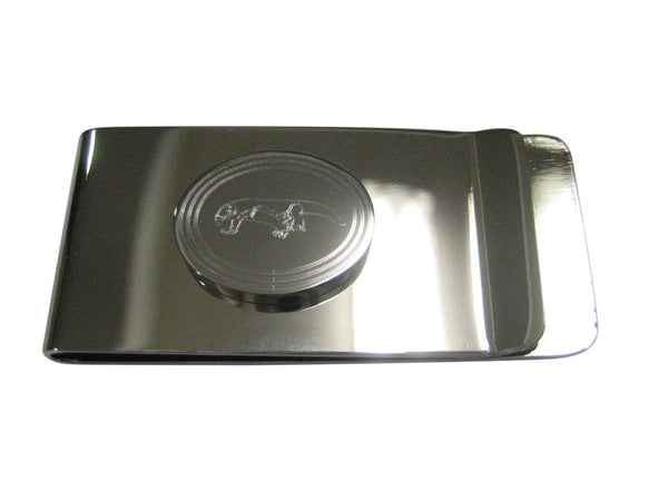 Silver Toned Etched Oval Komodo Dragon Money Clip