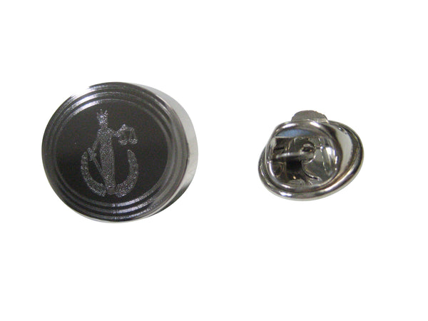 Silver Toned Etched Oval Lady Justice Lapel Pin