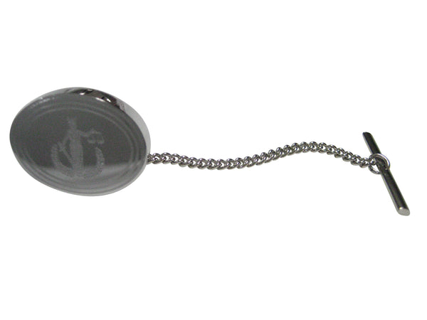 Silver Toned Etched Oval Lady Justice Tie Tack