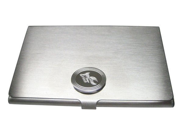 Silver Toned Etched Oval Large Tropical Fish Business Card Holder