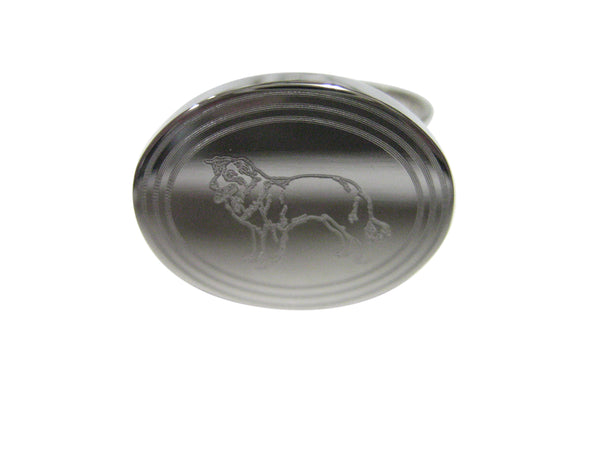 Silver Toned Etched Oval Lassie Dog Adjustable Size Fashion Ring