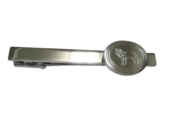 Silver Toned Etched Oval Lassie Dog Tie Clip