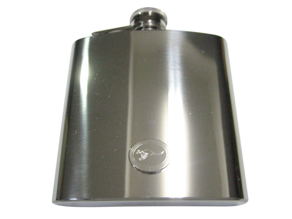 Silver Toned Etched Oval Leaping Kangaroo 6oz Flask