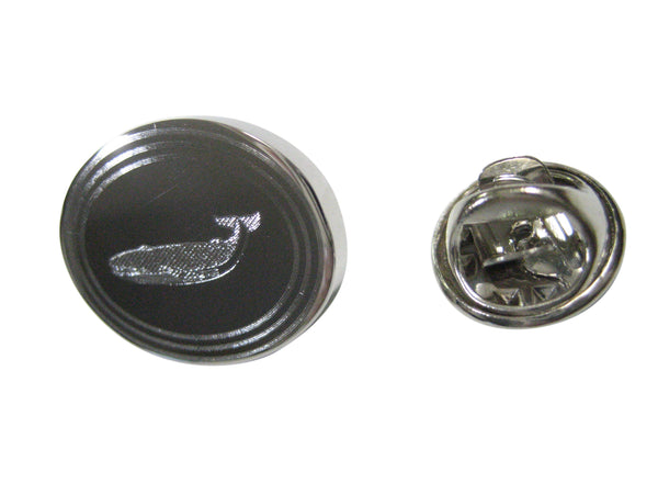 Silver Toned Etched Oval Left Facing Whale Lapel Pin