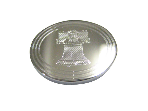 Silver Toned Etched Oval Liberty Bell Magnet