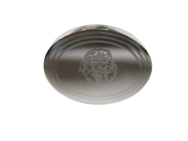 Silver Toned Etched Oval Lion Head Adjustable Size Fashion Ring