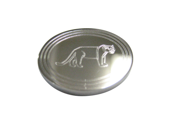 Silver Toned Etched Oval Lioness Magnet