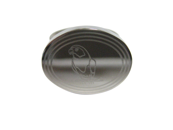 Silver Toned Etched Oval Macaw Bird Adjustable Size Fashion Ring