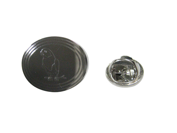 Silver Toned Etched Oval Macaw Bird Lapel Pin