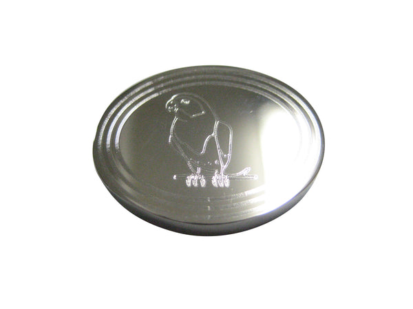 Silver Toned Etched Oval Macaw Bird Magnet