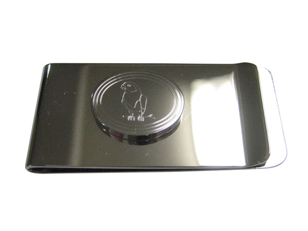 Silver Toned Etched Oval Macaw Bird Money Clip