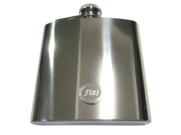 Silver Toned Etched Oval Mathematical Function of X 6oz Flask