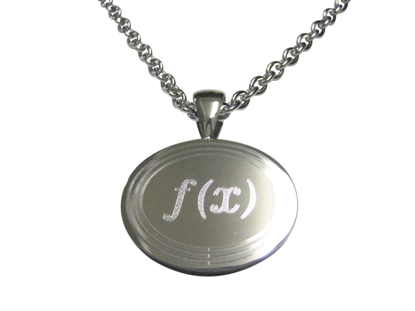 Silver Toned Etched Oval Mathematical Function of X Pendant Necklace