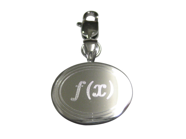 Silver Toned Etched Oval Mathematical Function of X Pendant Zipper Pull Charm