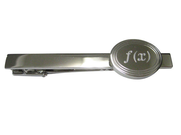 Silver Toned Etched Oval Mathematical Function of X Tie Clip